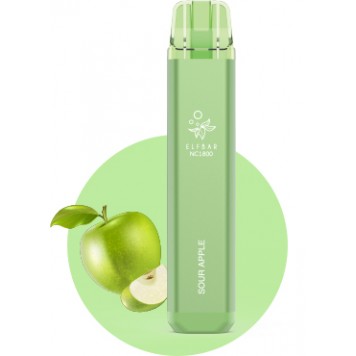 Электронная сигарета Эльф Бар 1800 затяжек Яблоко (Elf Bar NC 1800 Sour Apple)